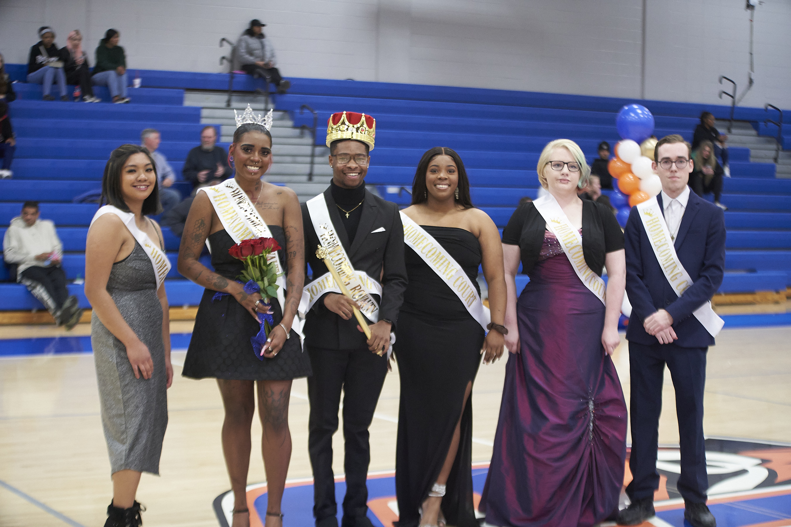 Chattanooga State's homecoming court stands in the gymnasium.