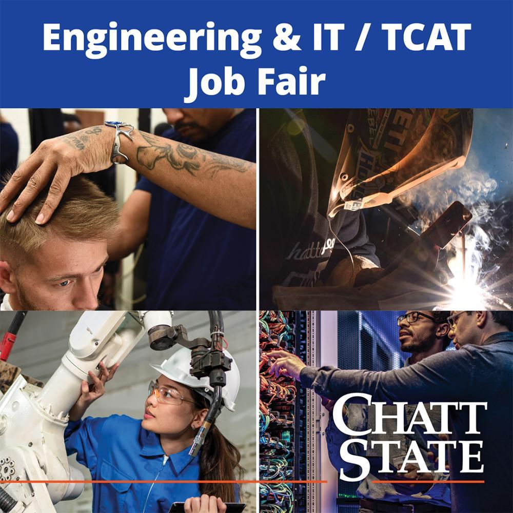 four quadrant collage showing scenes from engineering and TCAT jobs