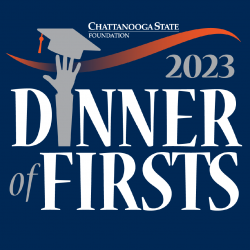 Chattanooga State's Foundation Dinner of Firsts Logo on a blue background