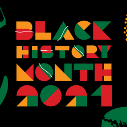 A graphic with the words "Black History Month"