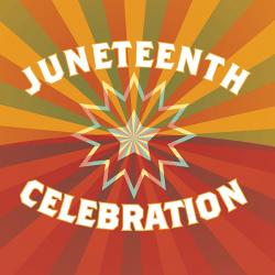 word Juneteenth on colorful background