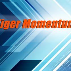 words tiger momentum on blue arrowed background