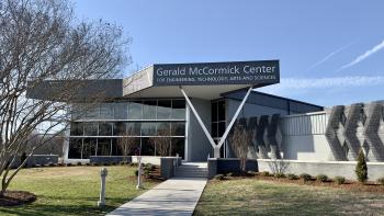 Gerald McCormick Center for Engineering Technology Arts and Sciences Sign on Building