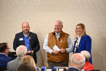 David Wade, center, stands with Bo Drake, left, and Dr. Rebecca Ashford, right. David Wade, center, stands with Bo Drake, left, and Dr. Rebecca Ashford, right.