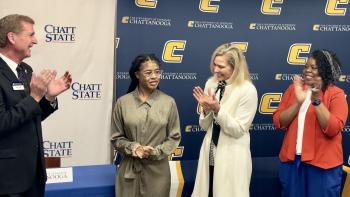 Devin Johnson receives a UTC scholarship at ChattState UTC Connect Agreement signing