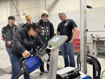 A TCAT at ChattState student uses the Car-O-Liner CTR9 welder.