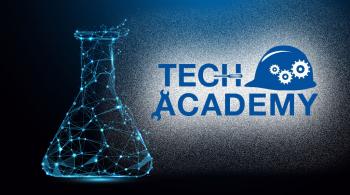 chemistry beaker with tech academy logo