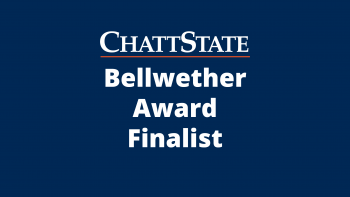 ChattState Bellwether Award Finalist in white letters on a blue background