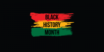 Black History Month on a red, yellow, green stripes with black background