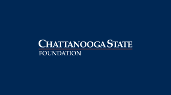 Chattanooga State Foundation Chattanooga State Foundation Logo. White text stacked over an orange line on a blue background