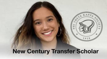 leanna harmon with words new century transfer scholar and PTK logo