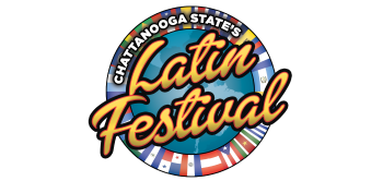 Chattanooga State's Latin Festival Logo. Text in a circle made up of flags from Latin Countries