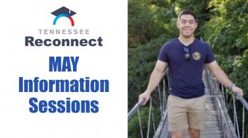 andrew wetzel on a bridge with tn reconnect logo and may info sessions
