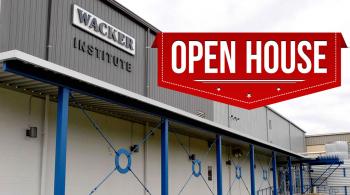 wacker institute building shown with open house banner