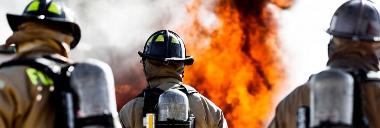 Fireman fighting fire